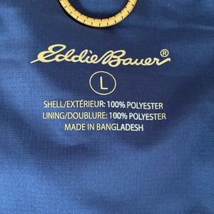 EDDIE BAUER Y2K Hike Wind Rain Packable Hooded Jacket Orange Yellow Size LARGE